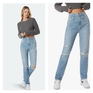 Favorite Daughter High Rise Blue Jeans with Distressed Details